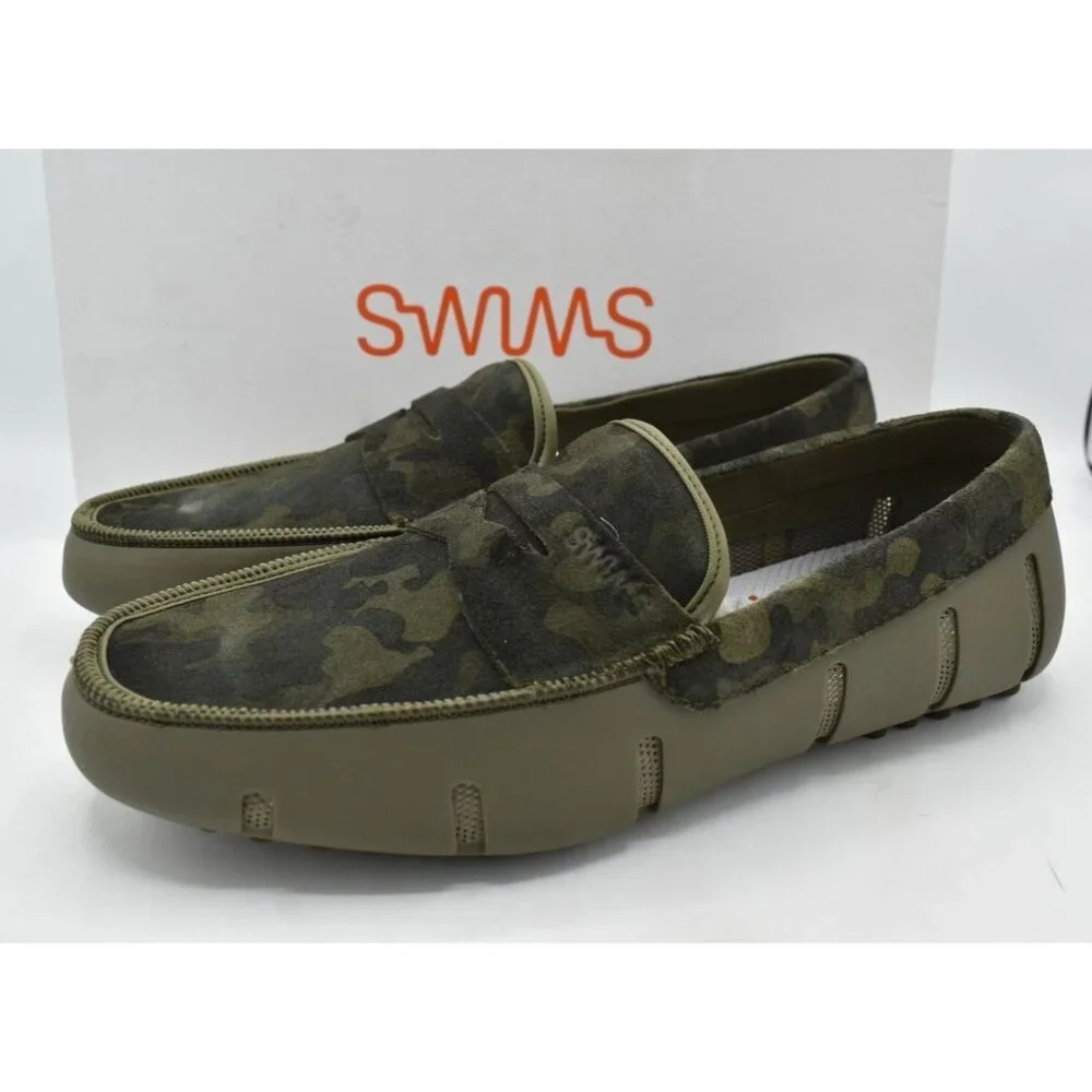 SWIMS‎ Mens Size 9 Luxe Driver Hickory Green Camo Camouflage Loafers Shoes